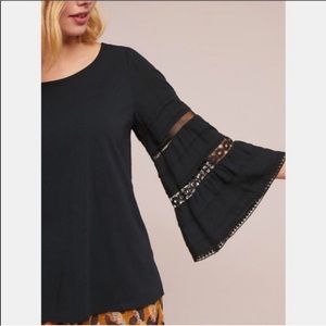 One September Anthropologie Southern Eyelet Bell Sleeve Top
